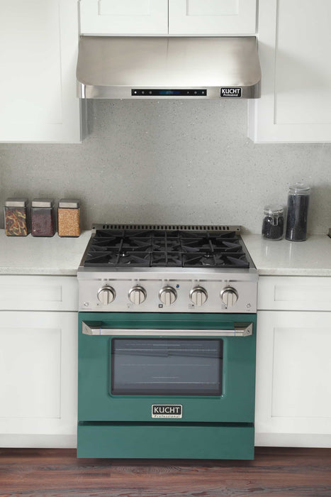 Kucht 30-Inch Pro-Style Dual Fuel Range in Stainless Steel with Green Oven Door (KDF302-G)