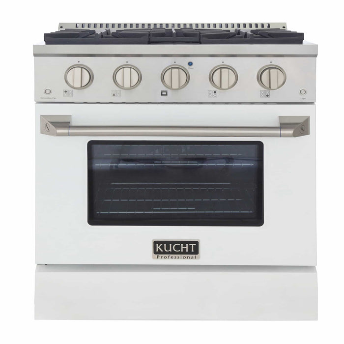 Kucht 30-Inch Pro-Style Dual Fuel Range in Stainless Steel with White Oven Door (KDF302-W)