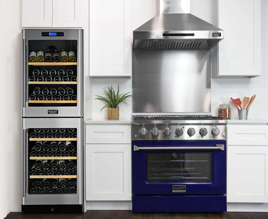 Kucht 36-Inch Pro-Style Dual Fuel Range in Stainless Steel with Blue Oven Door (KDF362-B)