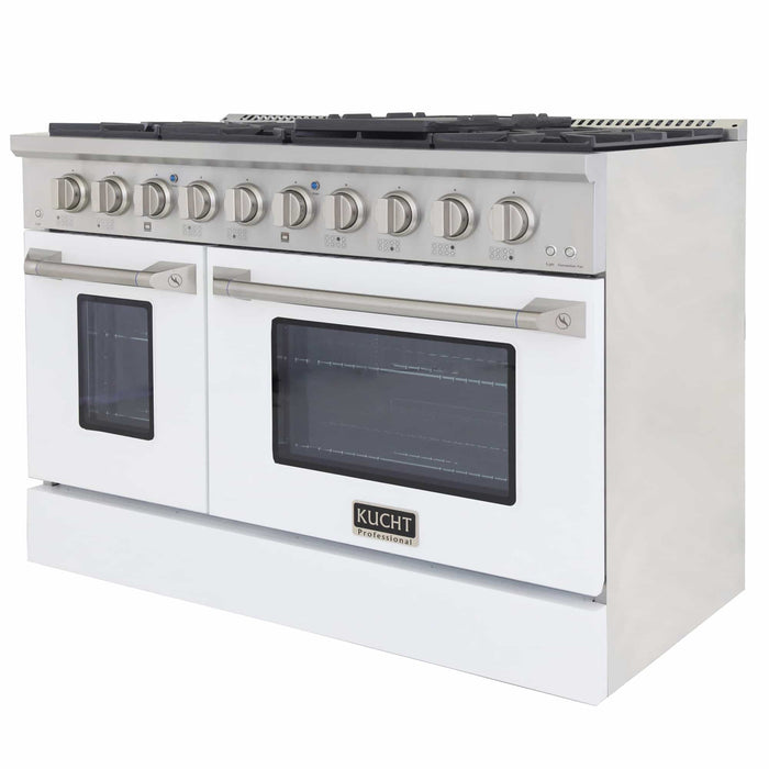 Kucht 48-Inch Pro-Style Dual Fuel Range in Stainless Steel with White Oven Door (KDF482-W)