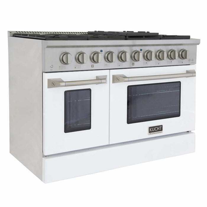 Kucht 48-Inch Pro-Style Dual Fuel Range in Stainless Steel with White Oven Door (KDF482-W)