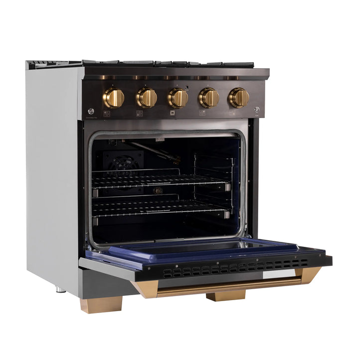 KUCHT Gemstone Professional 30-Inch 4.2 Cu. Ft. Dual Fuel Range for Natural Gas with Sealed Burners and Convection Oven in Titanium Stainless Steel (KED304)