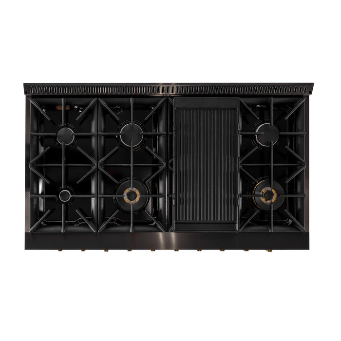 KUCHT Gemstone Professional 48-Inch 46.7 Cu. Ft. Dual Fuel Range for Natural Gas with Sealed Burners and Convection Oven in Titanium Stainless Steel (KED484)