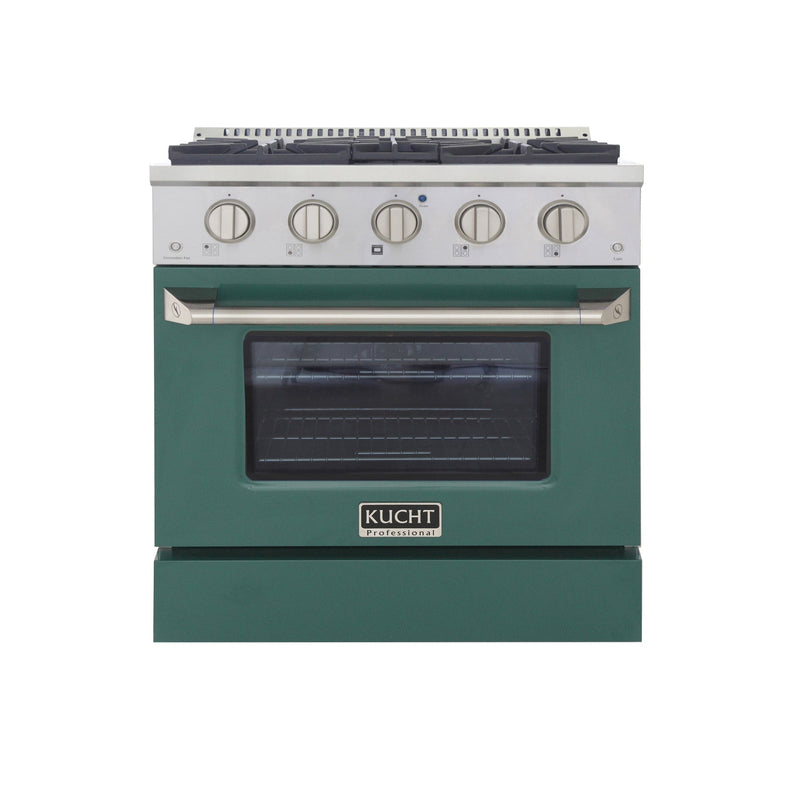 Kucht 30-Inch Pro-Style Dual Fuel Range in Stainless Steel with Green Oven Door (KDF302-G)