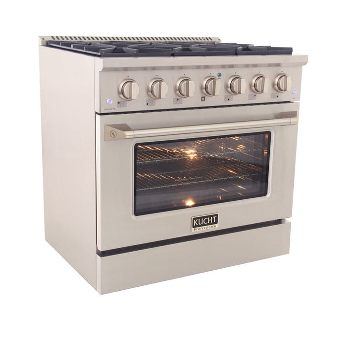 Kucht 36 in. 5.2 cu. ft. Professional All Gas Range in Stainless Steel with Color Options KNG361