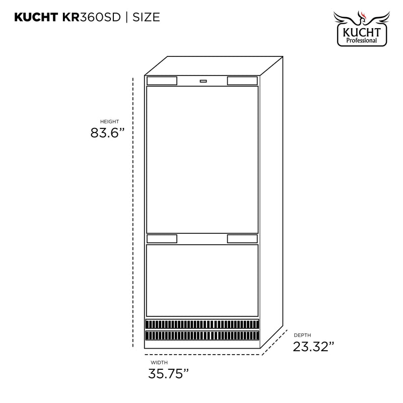 Kucht 36” Built-In, Counter Depth, Panel Ready Refrigerator