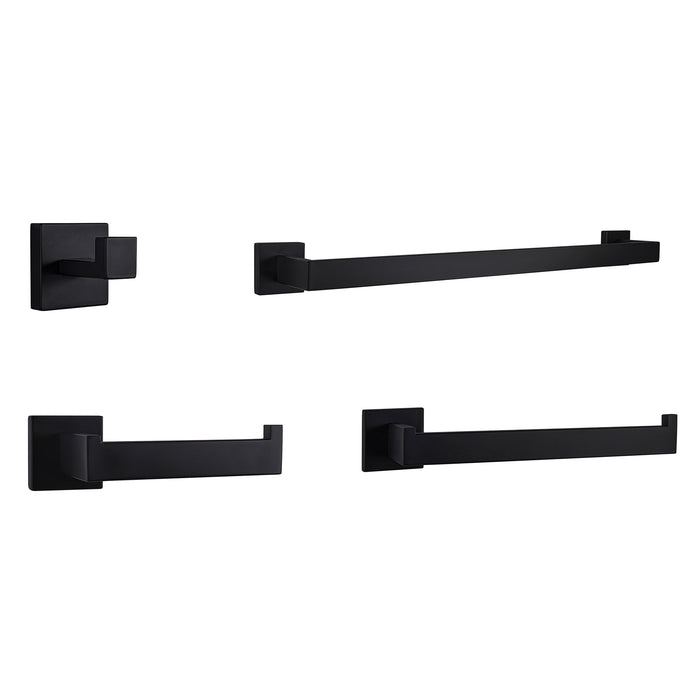 Lexora Bagno Lucido 4-Piece Bathroom Accessory Set - Matte Black LAS14152MB