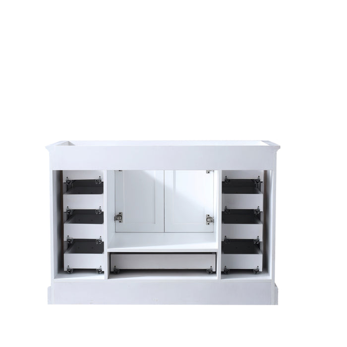 Lexora Dukes 48" White Single Vanity, White Carrara Marble Top, White Square Sink and no Mirror - LD342248SADS000