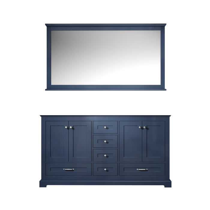 Lexora Dukes 60" Navy Blue Double Vanity, no Top and 58" Mirror LD342260DE00M58