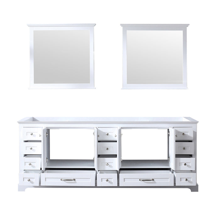 Lexora Dukes 84" White Double Vanity, no Top and 34" Mirrors LD342284DA00M34