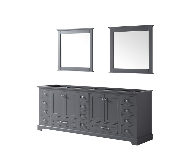 Lexora Dukes 84" Dark Grey Double Vanity, no Top and 34" Mirrors LD342284DB00M34