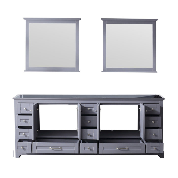 Lexora Dukes 84" Dark Grey Double Vanity, no Top and 34" Mirrors LD342284DB00M34