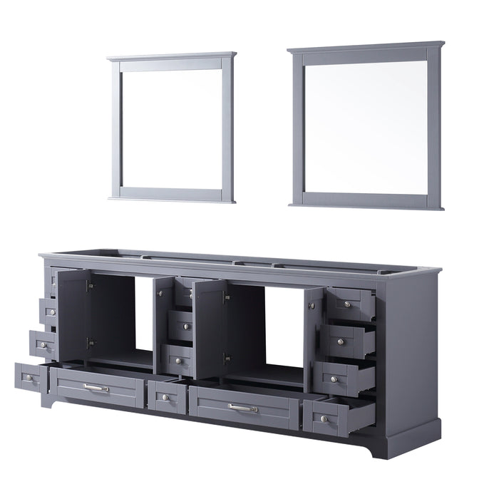 Lexora Dukes 84" Dark Grey Double Vanity, no Top and 34" Mirrors LD342284DB00M34