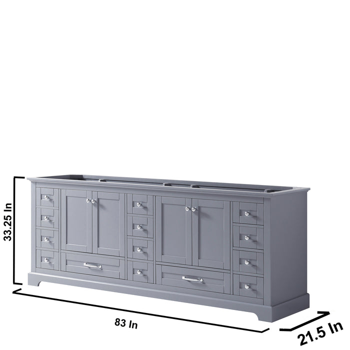 Lexora Dukes 84" Dark Grey Double Vanity, no Top and 34" Mirrors LD342284DB00M34