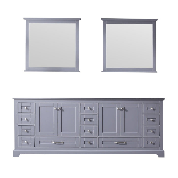 Lexora Dukes 84" Dark Grey Double Vanity, no Top and 34" Mirrors LD342284DB00M34