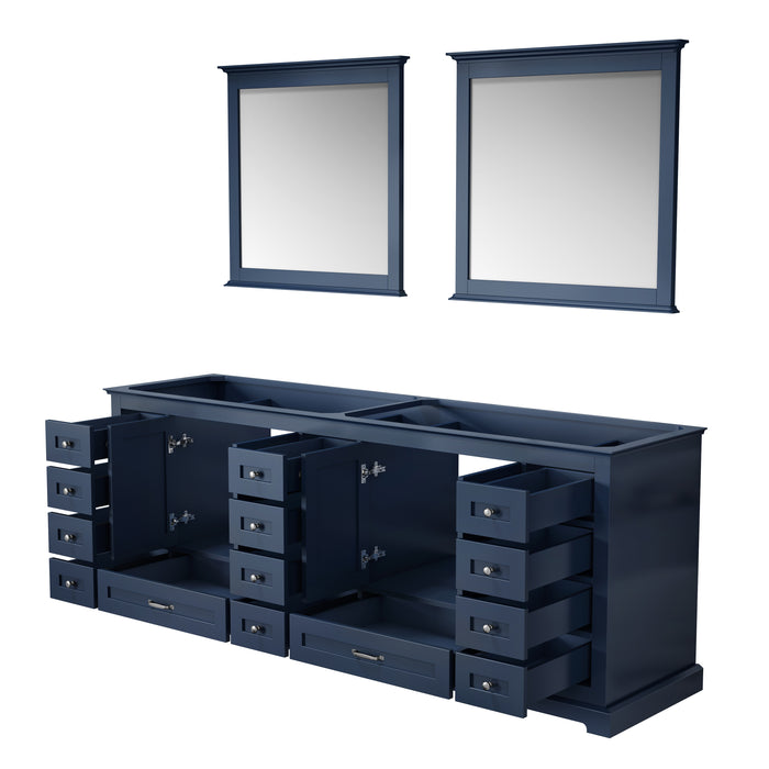 Lexora Dukes 84" Navy Blue Double Vanity, no Top and 34" Mirrors LD342284DE00M34