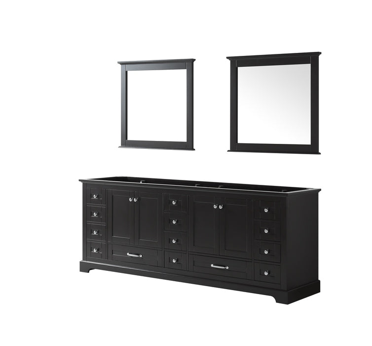 Lexora Dukes 84" Espresso Double Vanity, no Top and 34" Mirrors LD342284DG00M34