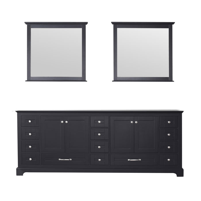 Lexora Dukes 84" Espresso Double Vanity, no Top and 34" Mirrors LD342284DG00M34