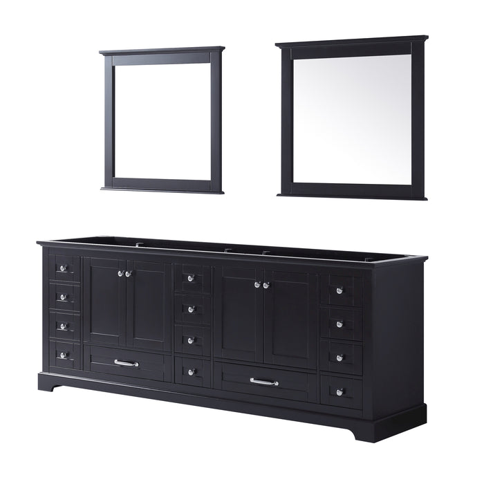 Lexora Dukes 84" Espresso Double Vanity, no Top and 34" Mirrors LD342284DG00M34