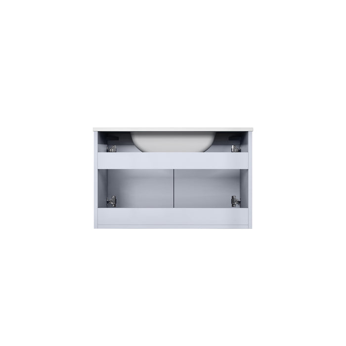 Lexora Geneva 30" Glossy White Single Vanity, White Carrara Marble Top, White Square Sink and no Mirror LG192230DMDS000