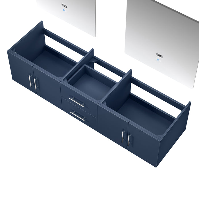 Lexora Geneva 72" Navy Blue Double Vanity, no Top and 30" LED Mirrors- LG192272DE00LM30