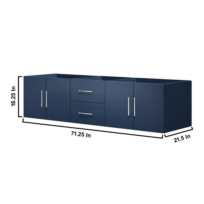 Lexora Geneva 72" Navy Blue Double Vanity, no Top and 30" LED Mirrors- LG192272DE00LM30