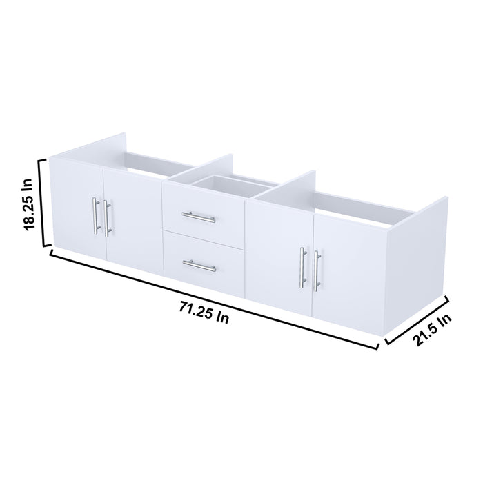 Lexora Geneva 72" Glossy White Vanity Cabinet Only LG192272DM00000