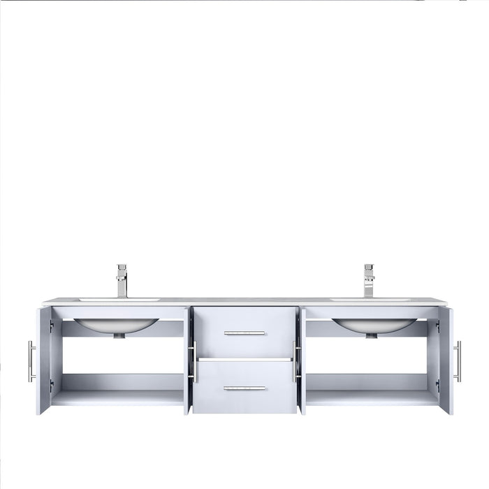 Lexora Geneva 72" Glossy White Double Vanity, White Carrara Marble Top, White Square Sinks and no Mirror LG192272DMDS000