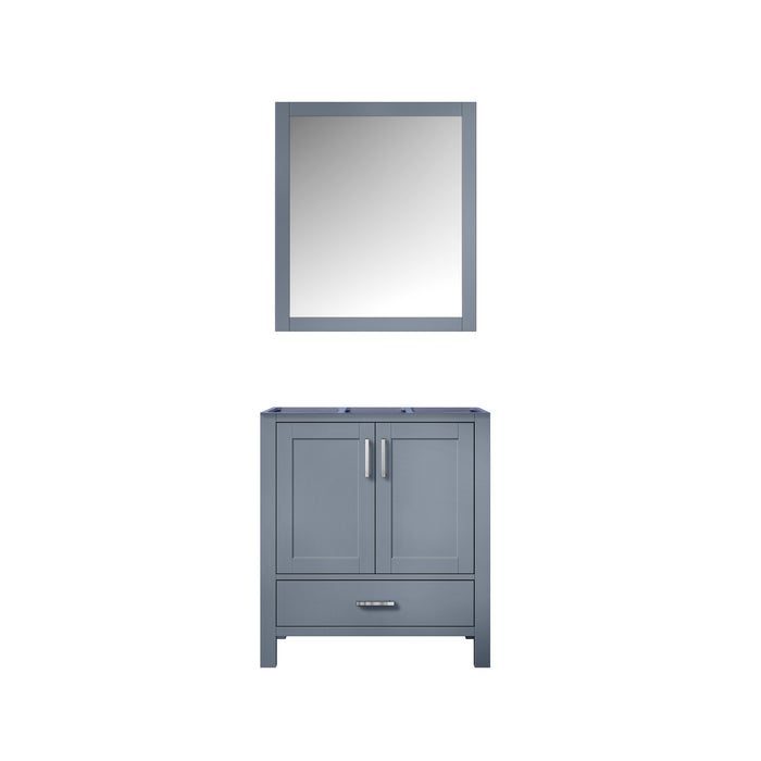 Lexora Jacques 30" Dark Grey Single Vanity, no Top and 28" Mirror LJ342230SB00M28