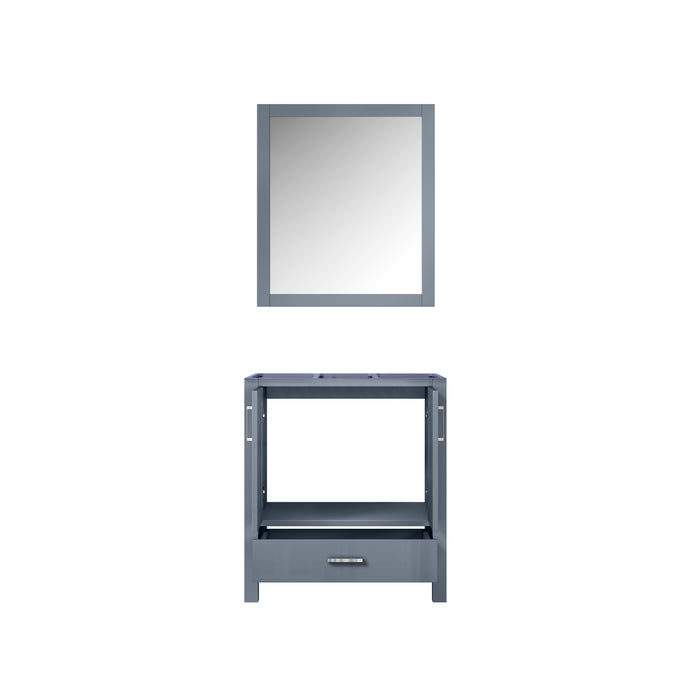 Lexora Jacques 30" Dark Grey Single Vanity, no Top and 28" Mirror LJ342230SB00M28