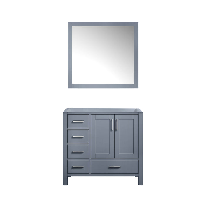 Lexora Jacques 36" Dark Grey Single Vanity, no Top and 34" Mirror - Right Version LJ342236SB00M34-R