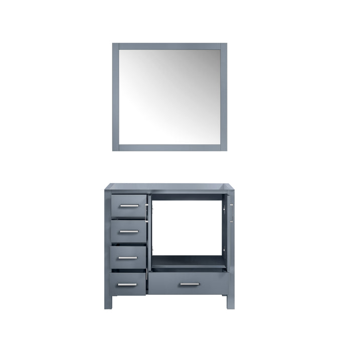 Lexora Jacques 36" Dark Grey Single Vanity, no Top and 34" Mirror - Right Version LJ342236SB00M34-R