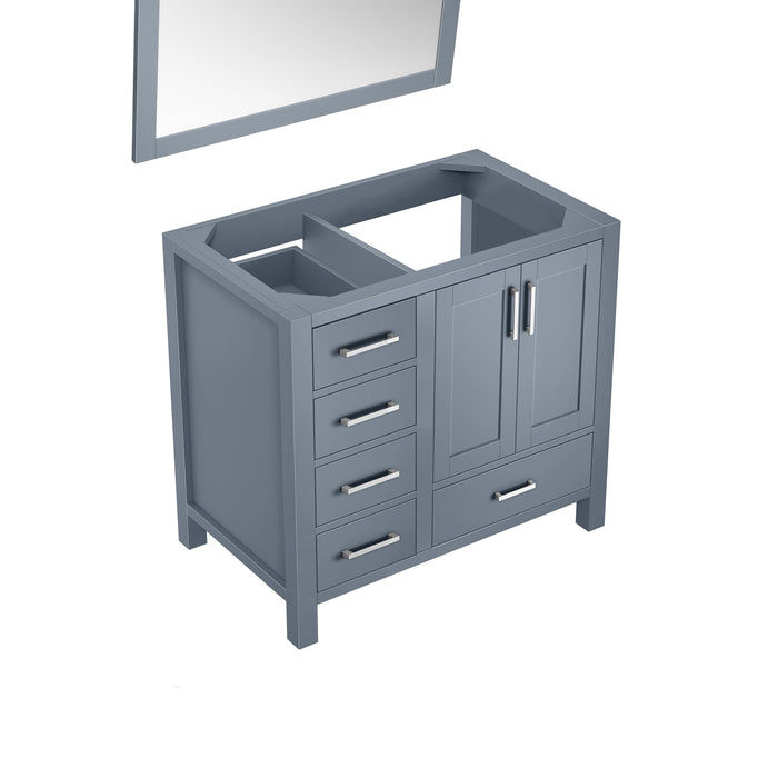 Lexora Jacques 36" Dark Grey Single Vanity, no Top and 34" Mirror - Right Version LJ342236SB00M34-R