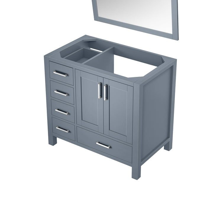 Lexora Jacques 36" Dark Grey Single Vanity, no Top and 34" Mirror - Right Version LJ342236SB00M34-R