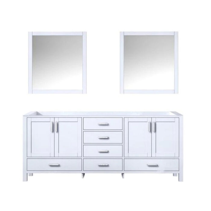 Lexora  Jacques 80" White Double Vanity, no Top and 30" Mirrors LJ342280DA00M30