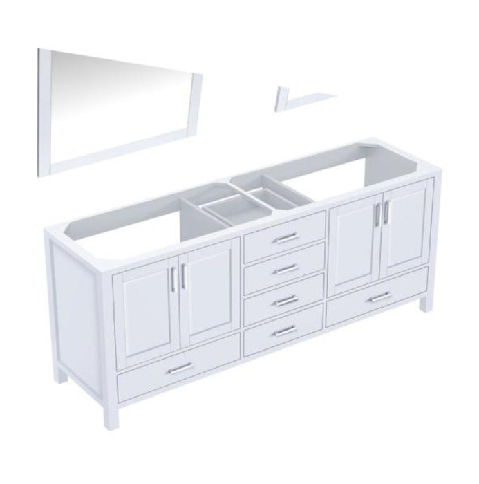 Lexora  Jacques 80" White Double Vanity, no Top and 30" Mirrors LJ342280DA00M30