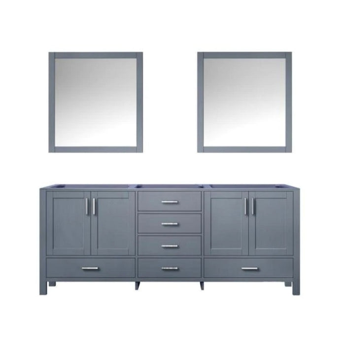 Lexora  Jacques 80" Dark Grey Double Vanity, no Top and 30" Mirrors LJ342280DB00M30