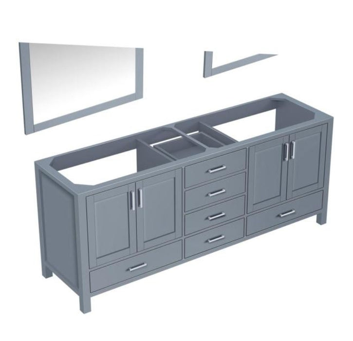 Lexora  Jacques 80" Dark Grey Double Vanity, no Top and 30" Mirrors LJ342280DB00M30