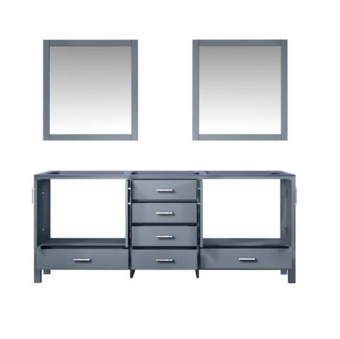 Lexora  Jacques 80" Dark Grey Double Vanity, no Top and 30" Mirrors LJ342280DB00M30