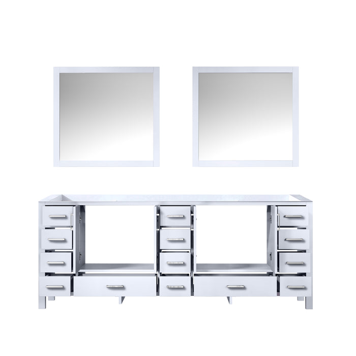 Lexora  Jacques 84" White Double Vanity, no Top and 34" Mirrors LJ342284DA00M34