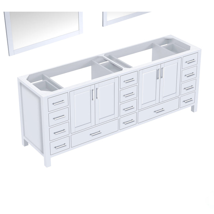 Lexora  Jacques 84" White Double Vanity, no Top and 34" Mirrors LJ342284DA00M34