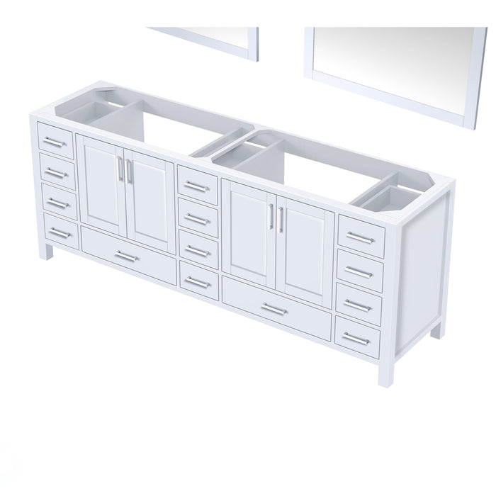 Lexora  Jacques 84" White Double Vanity, no Top and 34" Mirrors LJ342284DA00M34