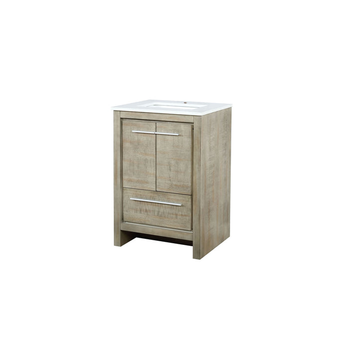 Lexora Lafarre 24" Rustic Acacia Bathroom Vanity, White Quartz Top, and White Square Sink LLF24SKSOS000