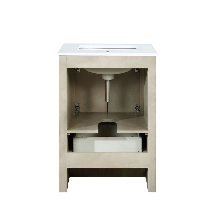 Lexora Lafarre 24" Rustic Acacia Bathroom Vanity, White Quartz Top, and White Square Sink LLF24SKSOS000