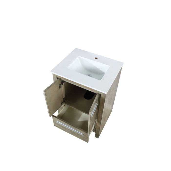 Lexora Lafarre 24" Rustic Acacia Bathroom Vanity, White Quartz Top, and White Square Sink LLF24SKSOS000