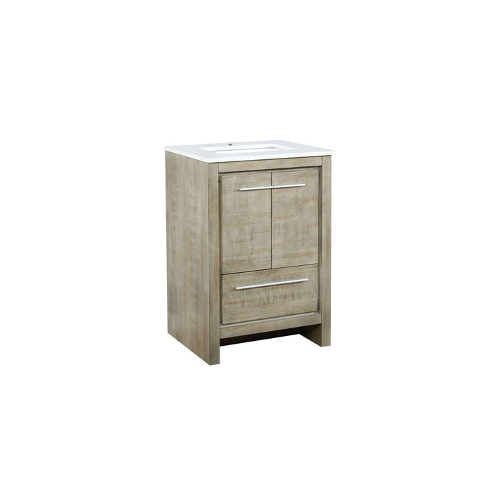 Lexora Lafarre 24" Rustic Acacia Bathroom Vanity, White Quartz Top, and White Square Sink LLF24SKSOS000