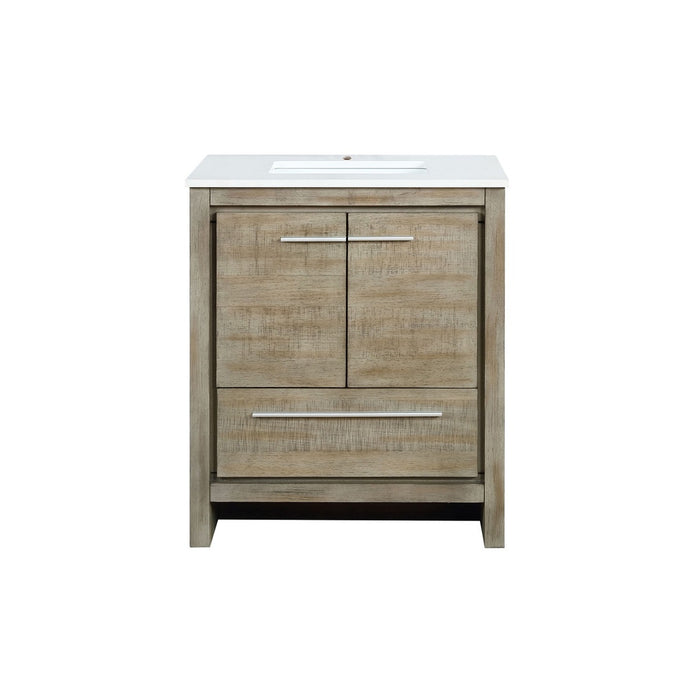 Lexora Lafarre 30" Rustic Acacia Bathroom Vanity, White Quartz Top, and White Square Sink LLF30SKSOS000