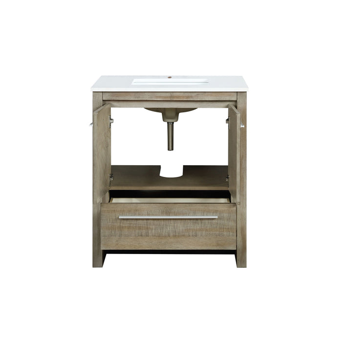 Lexora Lafarre 30" Rustic Acacia Bathroom Vanity, White Quartz Top, and White Square Sink LLF30SKSOS000