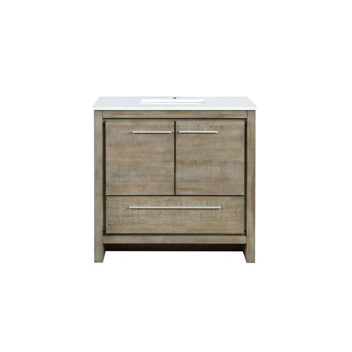 Lexora Lafarre 36" Rustic Acacia Bathroom Vanity, White Quartz Top, and White Square Sink LLF36SKSOS000