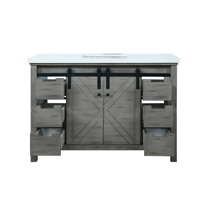 Lexora  Marsyas 48" Ash Grey Single Vanity, White Quartz Top, White Square Sink and no Mirror LM342248SHCS000